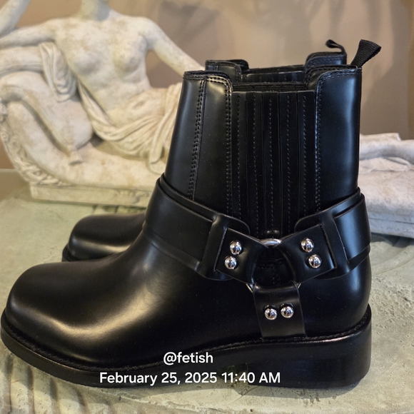 Marc Fisher Mizzi Moto Boots Harness Designer Leather Celebrity #42 - Picture 10 of 13